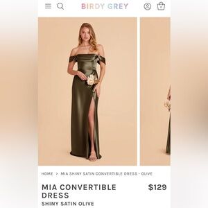 NWT BIRDY GREY MIA SHINY SATIN BRIDESMAID GOWN OLIVE GREEN - Size XL!